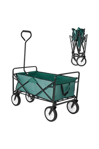 PROCART Foldable garden cart, maximum 80 kg, swivel wheels, 113x91 cm, weight 8.5 kg, green