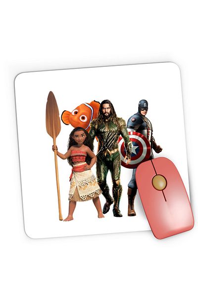 OEM Mousepad Gaming Aquaman Moana Destiny Captain America Nemo Fish Cut, 21x19 cm