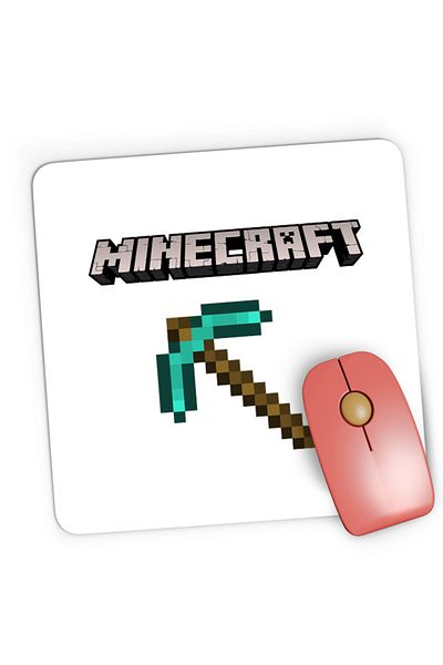 OEM Mousepad Gaming Minecraft Logo Stone Pickaxe Open World Pixels, 21x19 cm