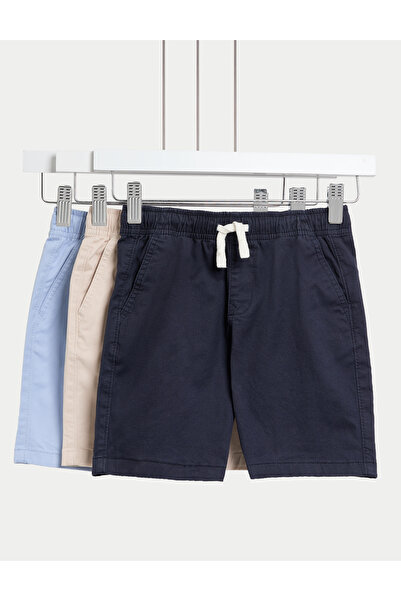Marks & Spencer 3’lü Paket Pamuk Karışımlı Şort (2–8 Yaş)