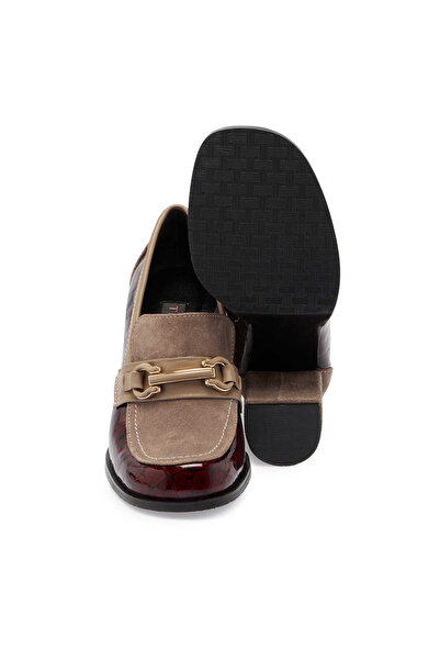 Tergan Bordo Hakiki Rugan Deri Kadın Topuklu Ayakkabı - K24S1AY67540-I6Y