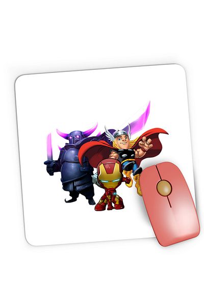 OEM Mousepad Gaming Clash of Clans Massive Tank HP Thor Iron Man Super Power, 21x19 cm