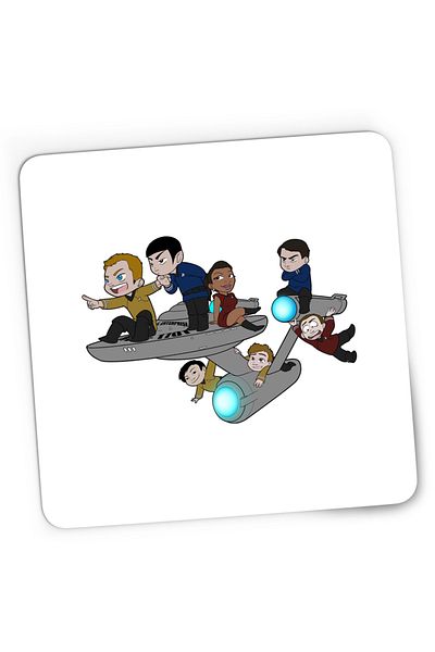 OEM Mousepad Gaming Star Trek Kirk Spock Enterprise Timeline, 21x19 cm