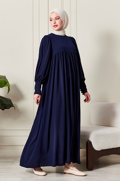 fistan Shirred Robadan Buttoned Front Viscose Fabric Tesseture Clothing Mother Dress Prayer Dress