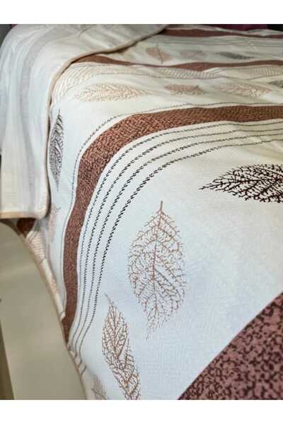 KIZILELMADA Brown Leaf Patterned Single Pique – 160X240 cm |   Elegance and Comfort in Natural Shades