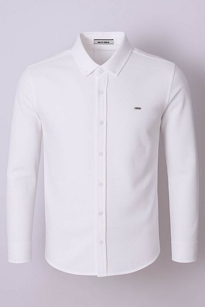 trender Long Sleeve White Men's Shirt 2570