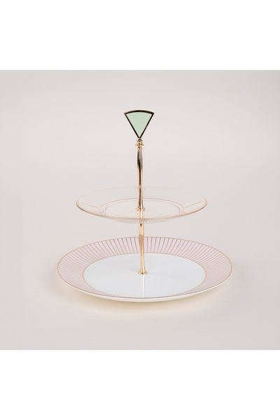 LA MESA pink porcelain/glass cake plate