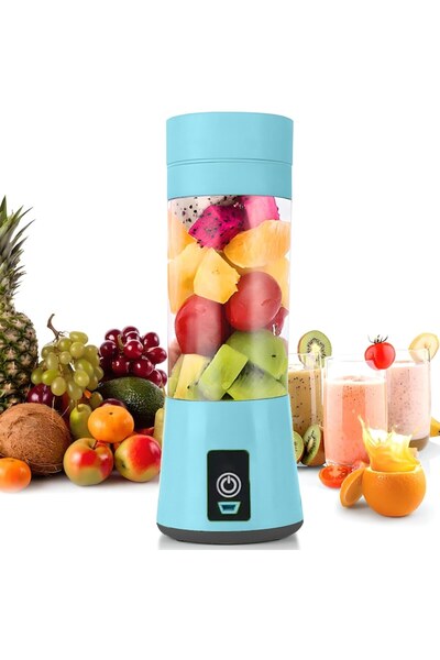 Retoo Mini blender electric portabil USB pentru sucuri sănătoase, 380 ml, albastru