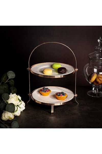 LA MESA 2 Tiers Round Serving Stand