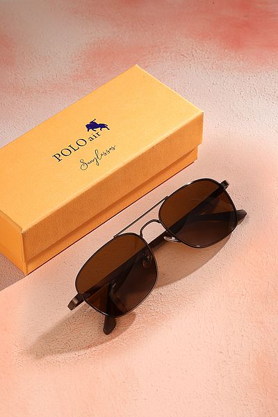 Polo Air Polarized Light Frame Spring Handle Unisex Sunglasses Brown Color Plg-2103C2