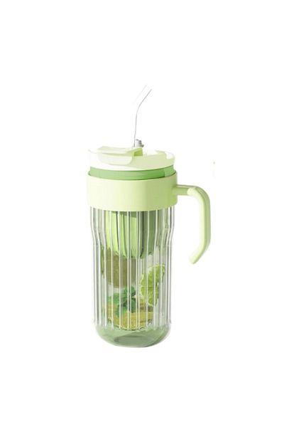 LDA Water bottle with fruit infuser, reusable straw, lid with handle, 580 ml, various colors
