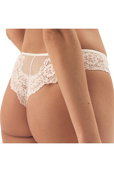 ESOTIQ Chiloți tanga clasici pentru femei, cu dantelă florală și pandantiv cu inimă aurie | Sweetheart