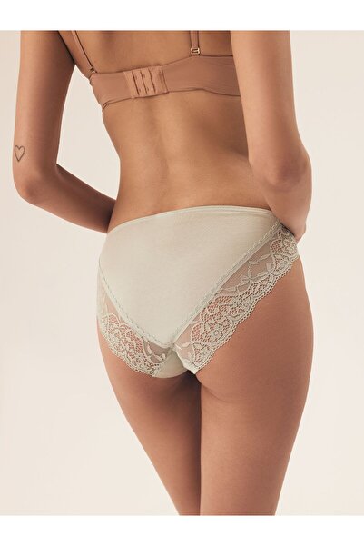 ESOTIQ Set de 2 chiloți brazilieni din bumbac cu dantelă florală pentru femei, cu talie înaltă | Patri