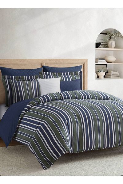 Orange Bed & Bath طقم لحاف فردي من واردن جرين، ١١ قطعة، مصنوع من القطن ١٠٠٪
