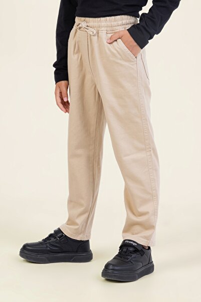 DMB BOYS & GIRLS Erkek Çocuk Okul Gabardin Pantolon Beli Lastikli Rahat Kesim