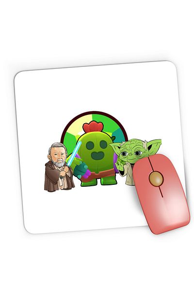 OEM Mousepad Gaming Brawl Stars Cactus Flower Bio StarWars Obi Wan Kenobi Yoda, 21x19 cm