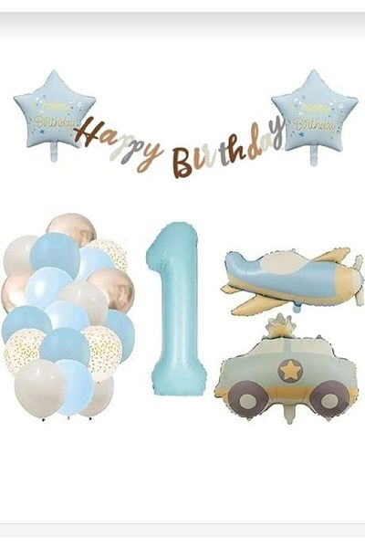 Bkmc Blue Age Foil Balloon Retro Airplane Police Car Balloon Retro Birthday Party Set Ornament