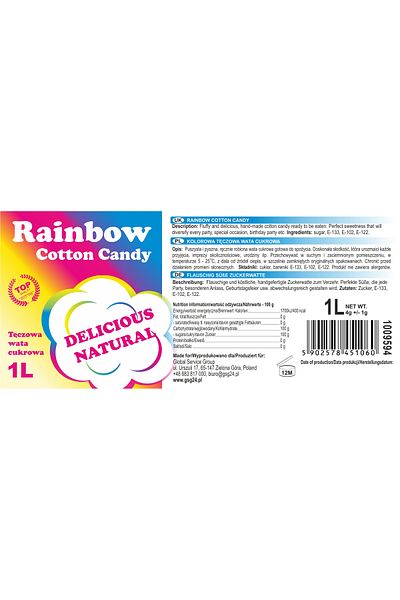 shumee Kolorowa tęczowa wata cukrowa Rainbow Cotton Candy 1L