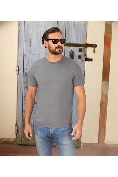Aydoğan Men's Basic Crew Neck T-Shirt 4 Pack Black-White-Smoked-Beige