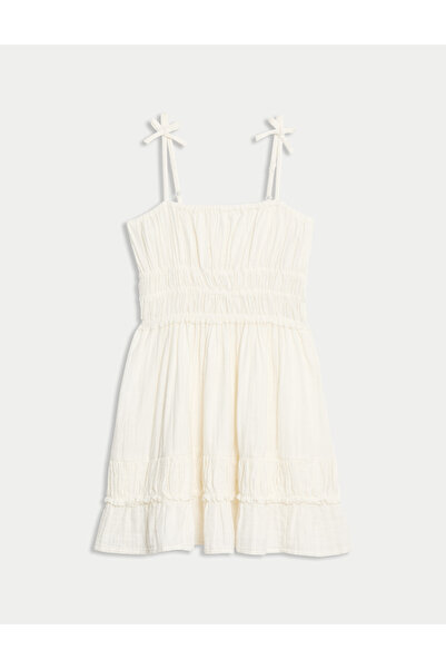 Marks & Spencer Saf Pamuklu Elbise (6-16 Yaş)