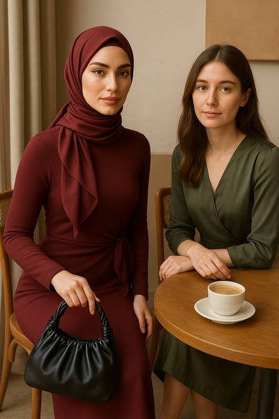 Machetta Women's Side Tie Detail Long Sleeve Hijab Dress