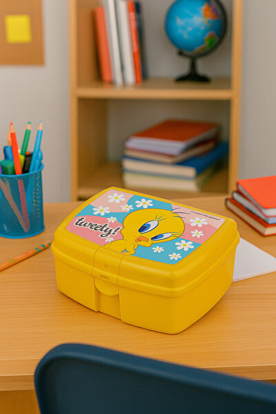 Alper Banyo Tweety Desenli Çocuk Okul Beslenme Kabı – Sarı Renk Tek Gözlü Öğle Yemeği Kutusu