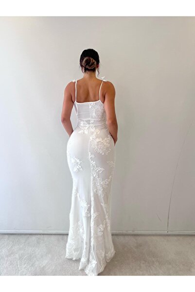 pink life Λευκό ρυθμιζόμενο λουράκι με φλοράλ επένδυση Maxi