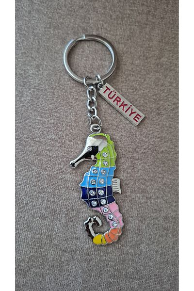 Land of Souvenir Elegant Colorful Metal Keychain with Zircon Stone