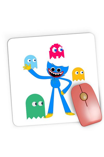 OEM Mousepad Gaming Huggy Wuggy Pac Man Ghost NPC Horror Game, 21x19 cm