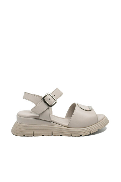 Anna Women's casual sandals, silver grey, leather