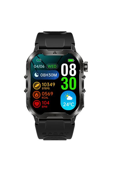 OEM TWINKLER® TKY-FT26 Smartwatch, Waterproof, Health Monitor, 1.96" Display, Bluetooth, Black