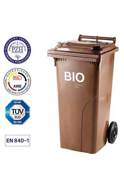 Europlast Pojemnik kubeł na BIO odpady i śmieci spożywcze ATESTY Austria - brązowy 120L