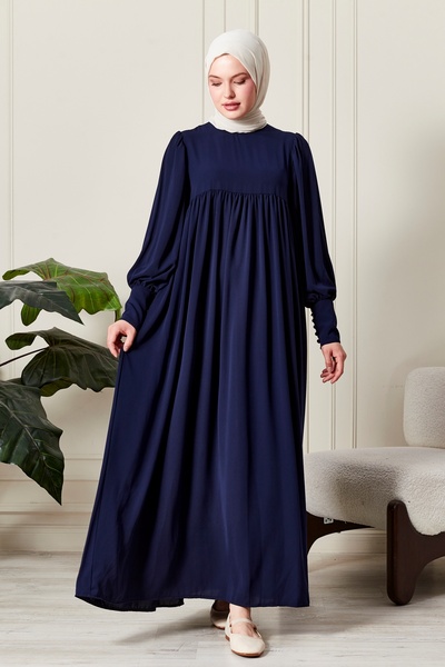 fistan Shirring Robadan Μπροστινά κουμπιά από ύφασμα βισκόζης Φόρεμα προσευχής για μητρικό φόρεμα