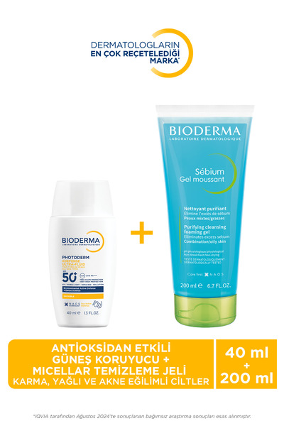 Bioderma Photoderm XDefense Antioksidan Etkili Güneş Koruyucu & Sébium Akne Eğilimli Ciltler Temizleme Jeli