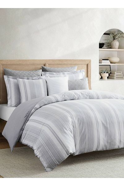Orange Bed & Bath طقم لحاف فردي من ١١ قطعة، لون رمادي واردن