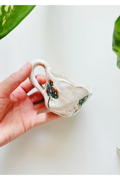 WEBBMODA Handmade Green Flower Gilding Cup