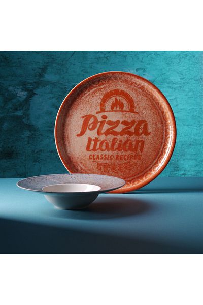 shumee Talerz do pizzy z porcelany Recipe Collection Brick Red śr. 33 cm - zestaw 6 szt.
