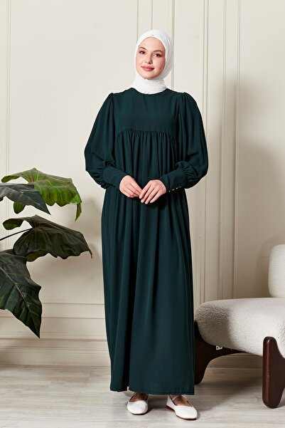 fistan Shirring Robadan Μπροστινά κουμπιά από ύφασμα βισκόζης Φόρεμα προσευχής για μητρικό φόρεμα