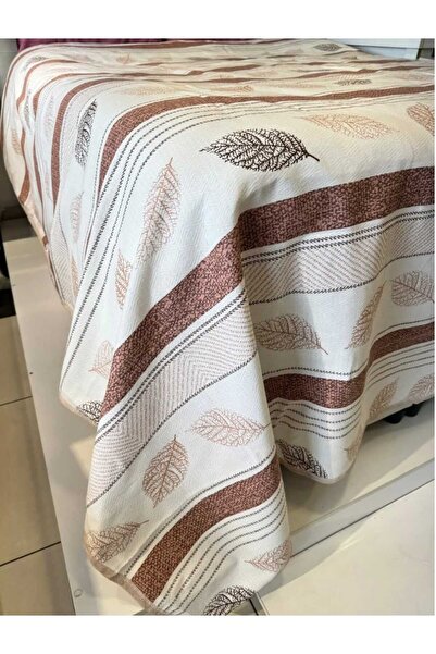 KIZILELMADA Brown Leaf Patterned Single Pique – 160X240 cm |   Elegance and Comfort in Natural Shades