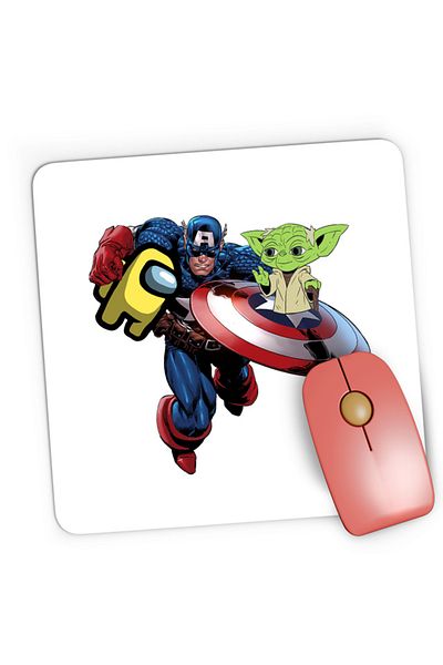 OEM Mousepad Gaming Captain America Among Us Suspicious Star Wars Yoda Master, 21x19 cm