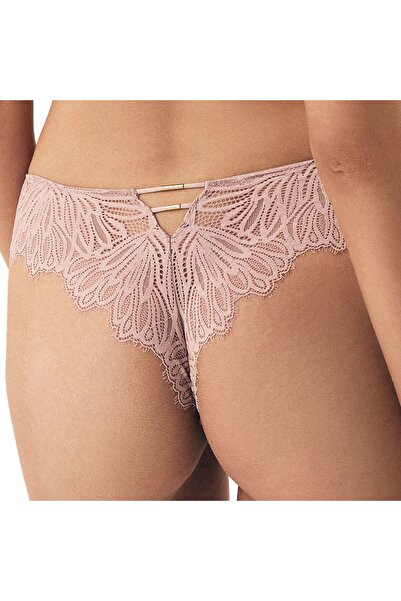 ESOTIQ Chiloți tanga eleganți pentru femei, din dantelă florală, cu decupaj la spate și detalii aurii | Safir
