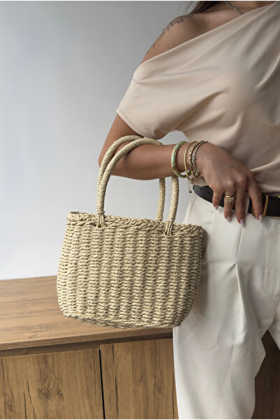 Mupa Shoes Women's Straw Handbag Beige Straw