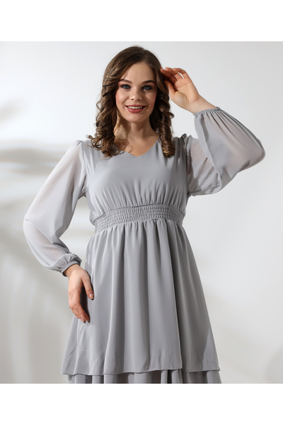 Fi'l Arz Fashion Buy Gipeli Lined Chiffon Dress