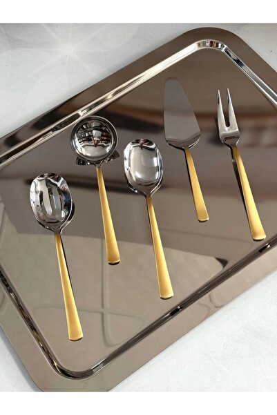 Şahane Home 5-Piece Sauce Set Shiny Gold-Silver Tkebt Single Color