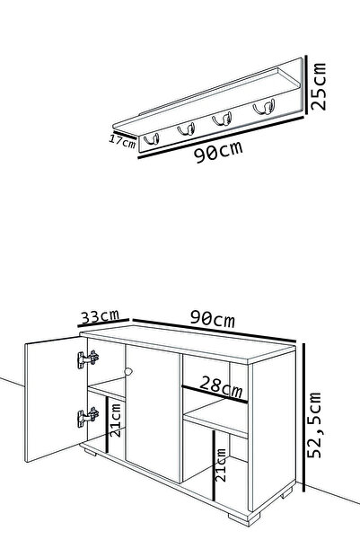 Remaks Royal Vestiyer Ayakkabılık Portmanto Ve Duvar Askısı Beyaz-Meşe