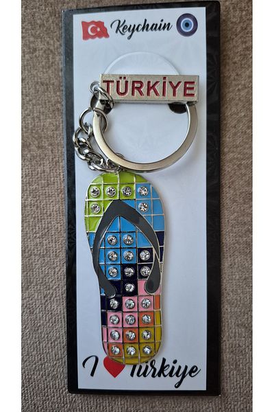 Land of Souvenir Elegant Colorful Metal Keychain with Zircon Stone