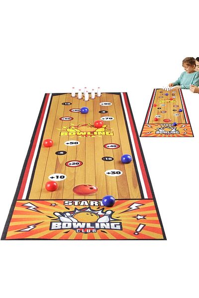 Flippy Interactive Game, Flippy, Bowling Mat 90 x 20 cm, +5 Years, 6 Balls Included, 6 Pins, Yellow