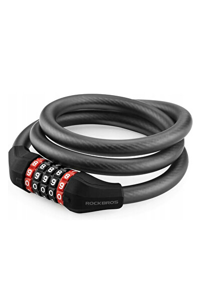 shumee Lacăt de bicicletă cu combinație de 5 cifre și frânghie de 1,8 m - negru