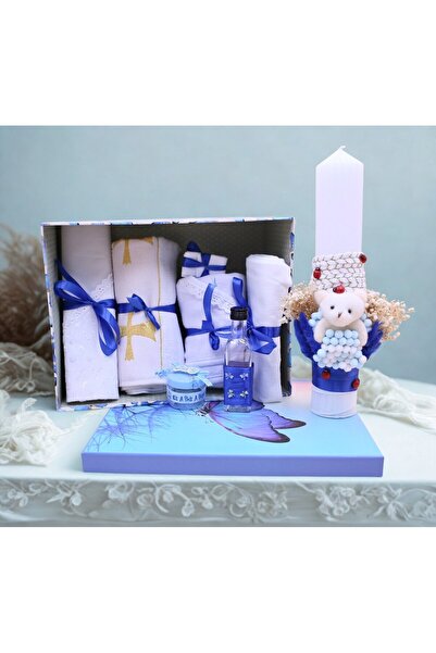 OEM Set complet botez băieți - costum elegant 0-3 luni + lumânare și accesorii