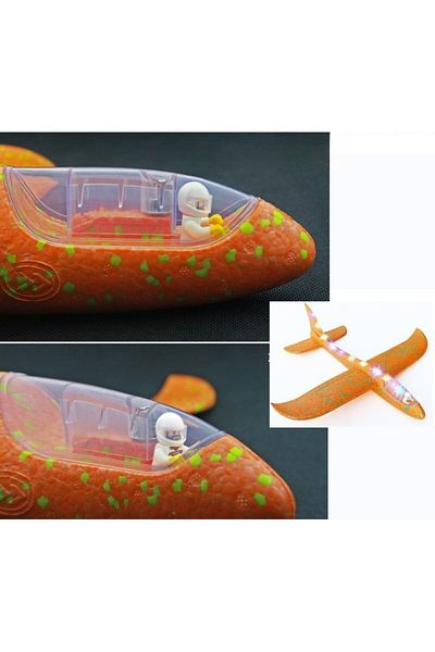 Flippy Glider Plane with Pilot, Flippy, With Lights Along the Entire Length, 47 cm, Orange